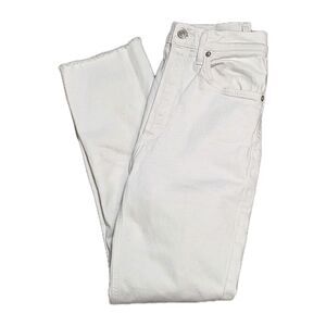 AGOLDE Riley Jeans Women's 27 White High Rise Button Fly Straight Raw Hem Denim